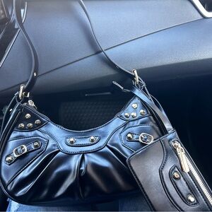 Black faux leather Women's Bag